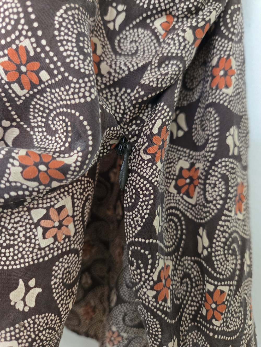 Women's Brown Floral Silk Spaghetti Strap Top - Picture 4 of 5